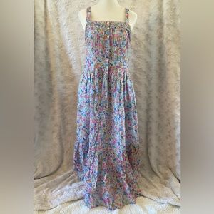 Blue floral print maxi dress with pockets from LoveShackFancy in a size medium.